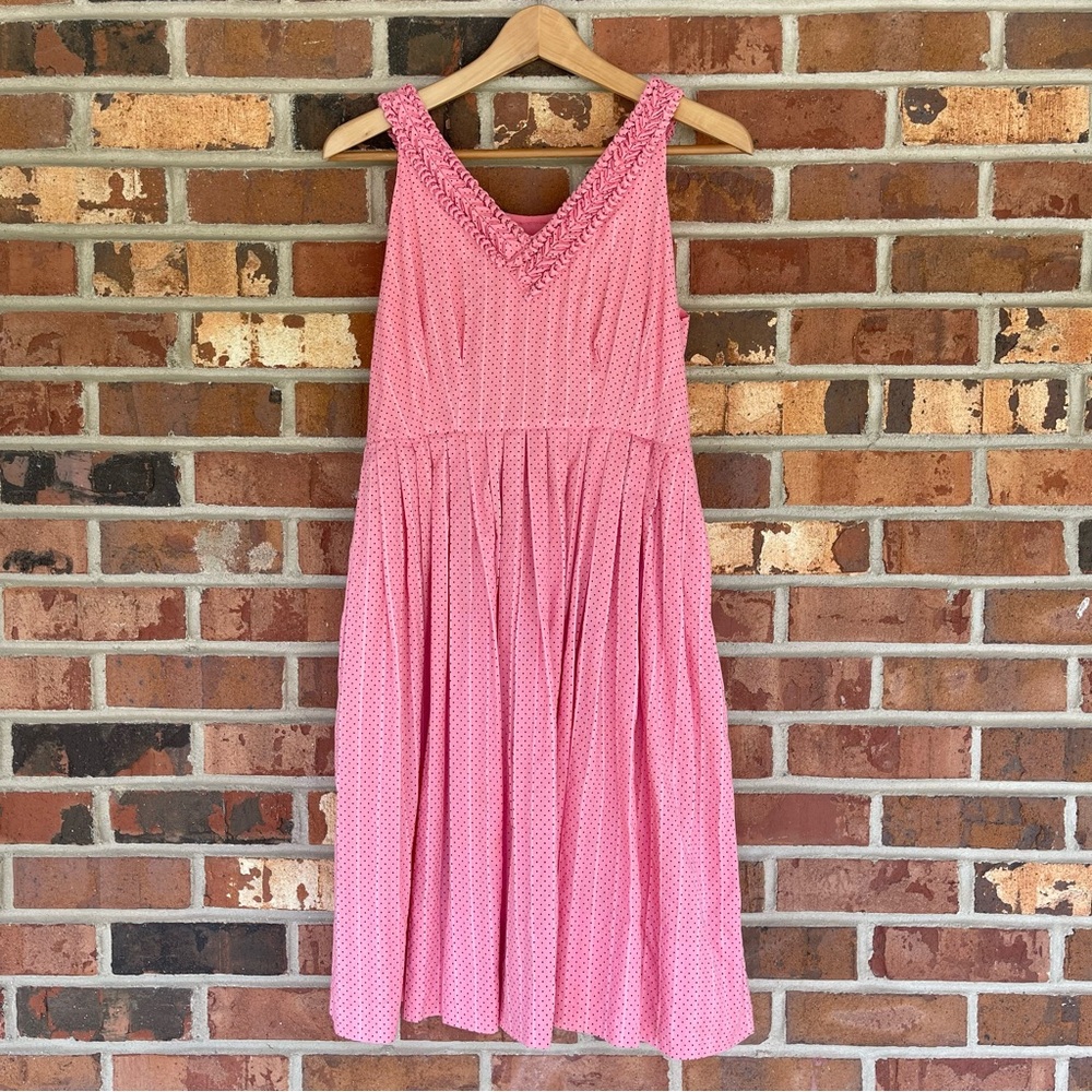 Anthropologie Moulinette Soeurs Pink Polka Dot Fit and Flare Flirty Dress Size 4